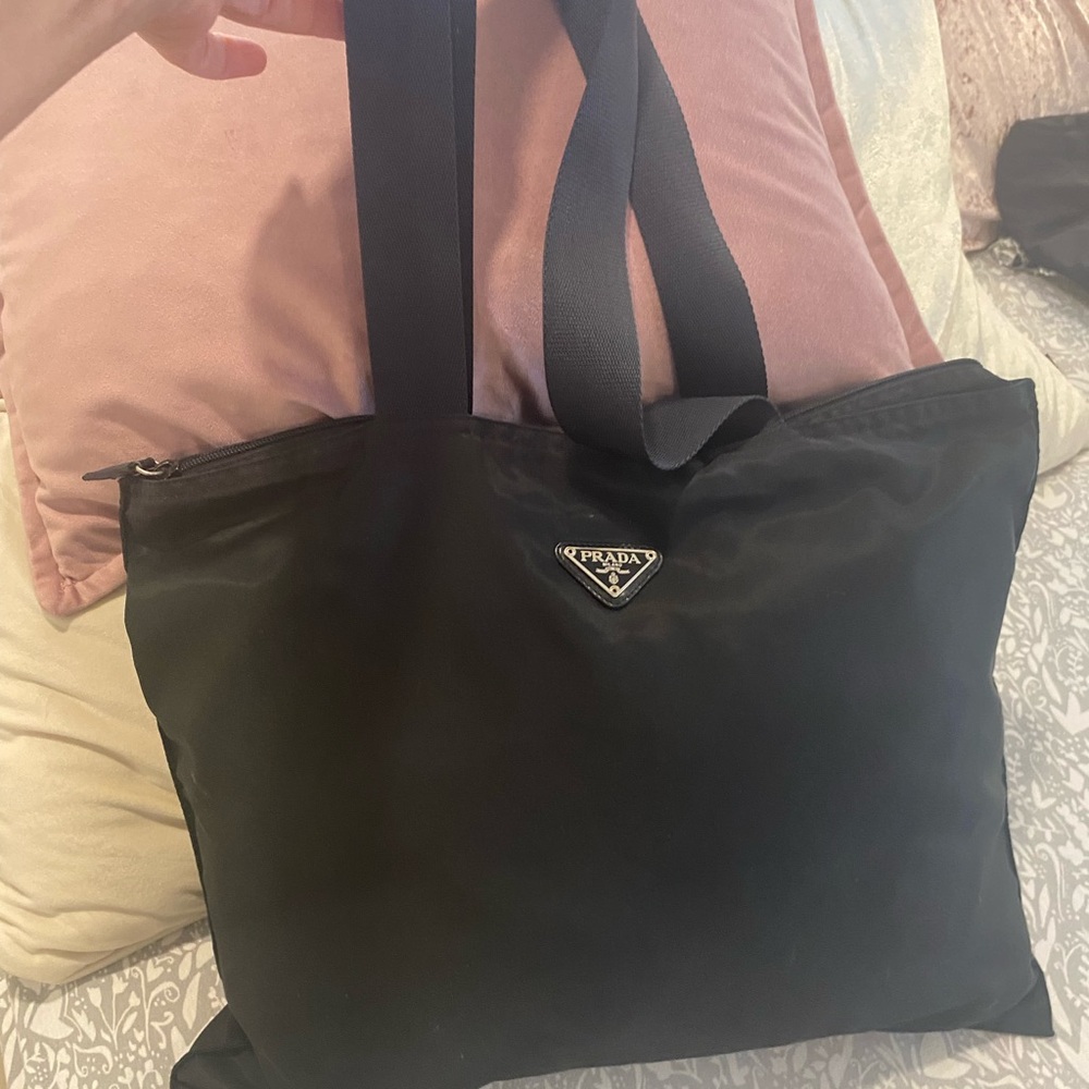 Prada Elegant Black Nylon Shoulder Bag